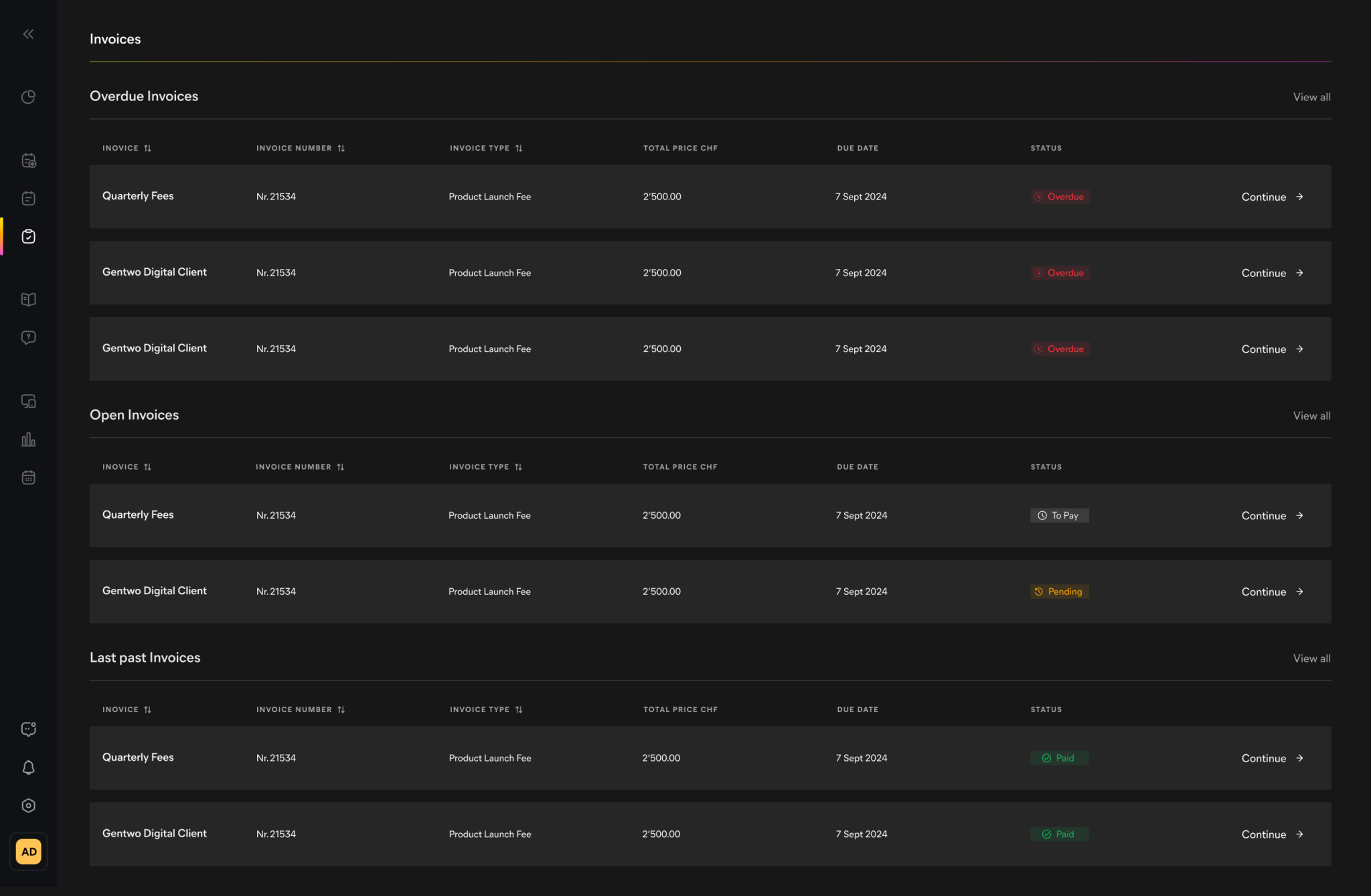 Dashboard-Invoices